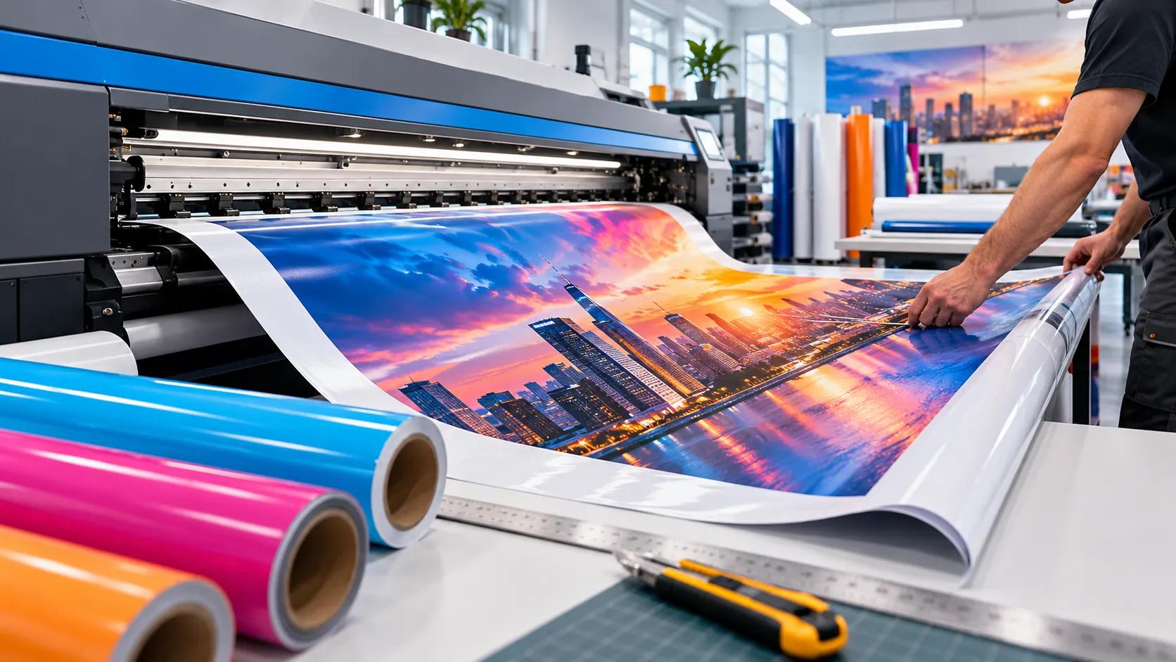 Druk wielkoformatowy materiału reklamowego